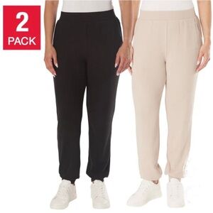 Joggers 2 Pack /Black and Light Beige/Super Soft Jogger Style Lounge Pants